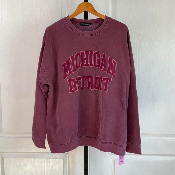Pretty little things Burgundy oversized Michigan Detroit sweatshirt - Picture 1 of 4